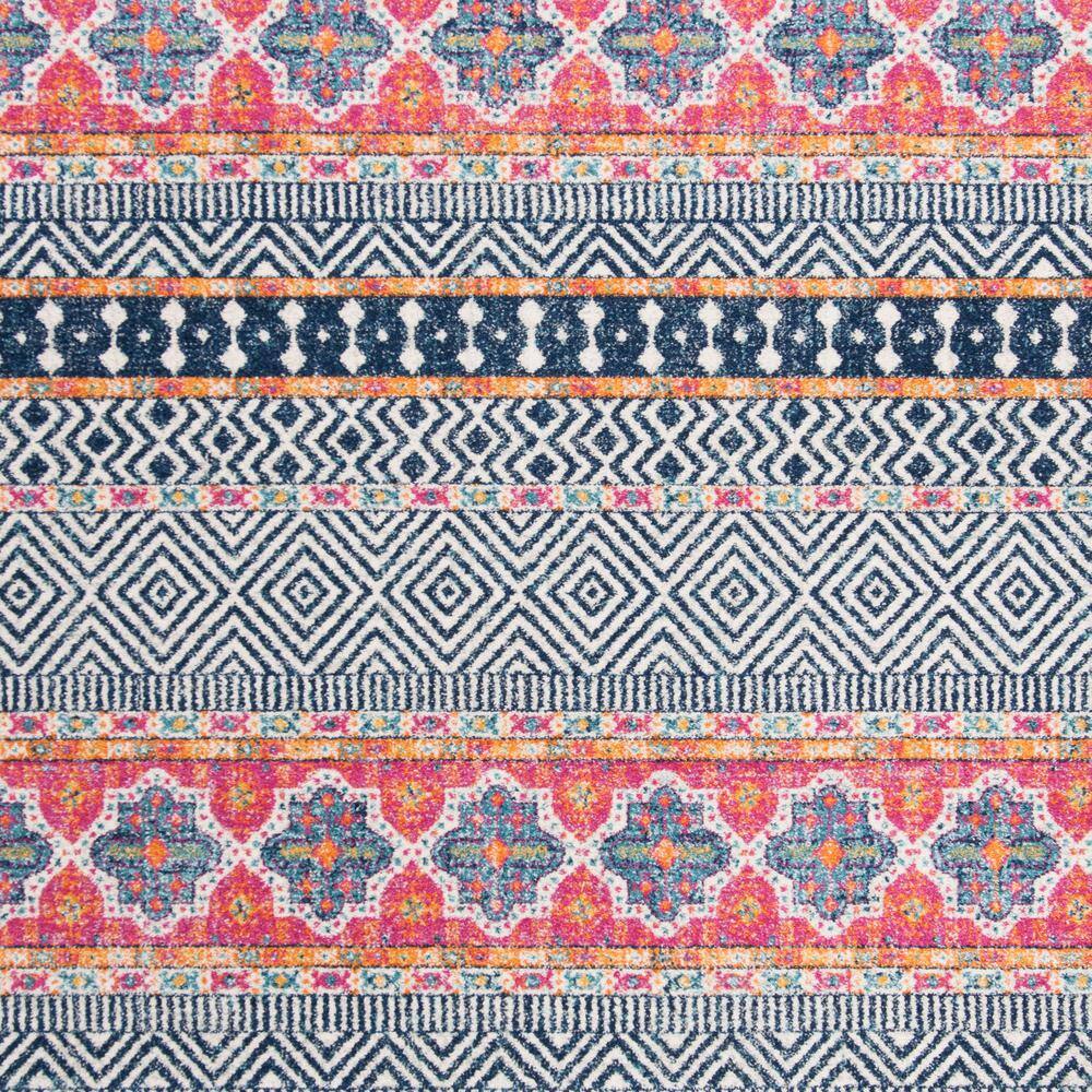 Navy and Ivory Bohemian Square Synthetic Area Rug