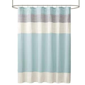 Lightweight 72 in. W x 72 in. L Faux Silk Polyester Shower Curtain Sets in Aqua