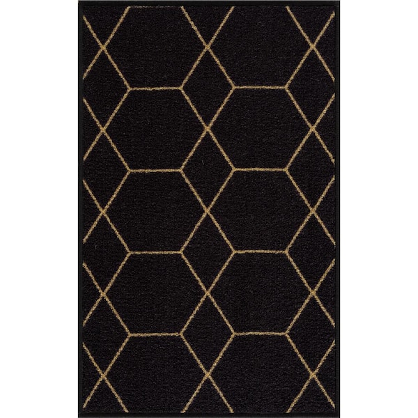 Unbranded Carpet Mat Hexagon Design Slip Resistant, Black, 19.5''X32'' inch