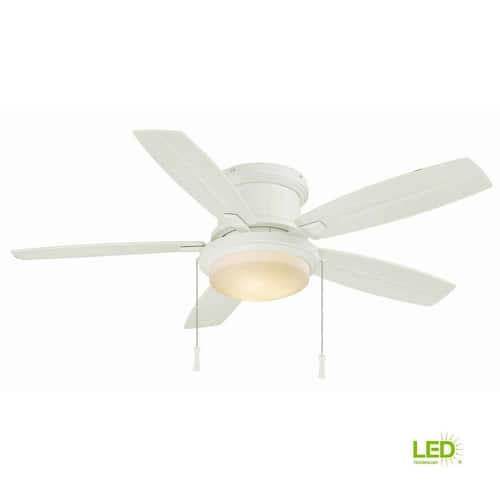 Roanoke 48 in. Indoor/Outdoor Wet Rated White Ceiling Fan with LED Bulbs Included Hampton Bay Ceiling Fans With Lights