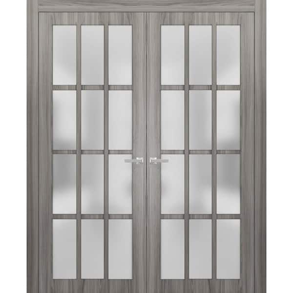 60 in. x 80 in. 2-Panel Ginger Ash Finished Solid Wood Sliding Door with Hardware
