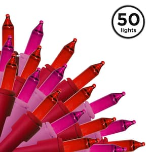 50-Light Designer Series Red/Pink Mini Lights, Red Wire