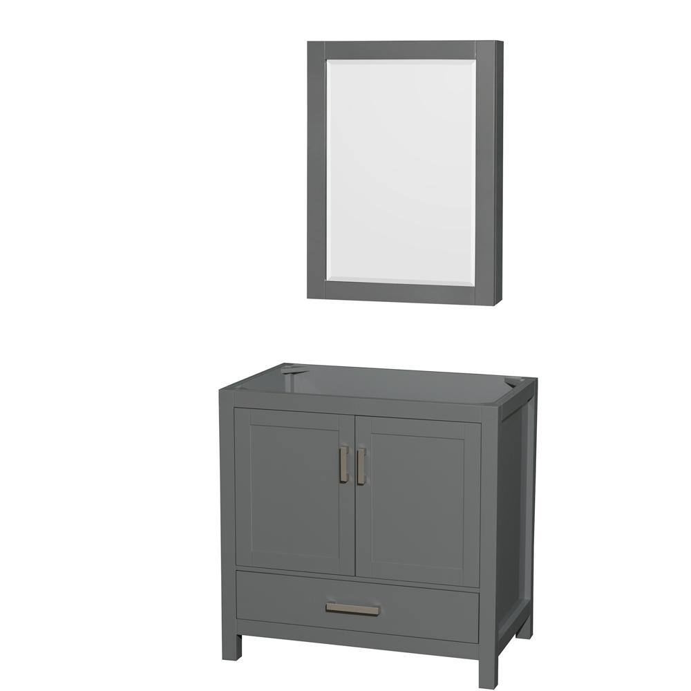 Sheffield 35 in. W x 21.5 in. D x 34.25 in. H Single Bath Vanity Cabinet without Top in Dark Gray with MC Mirror price history on PriceWatchPro