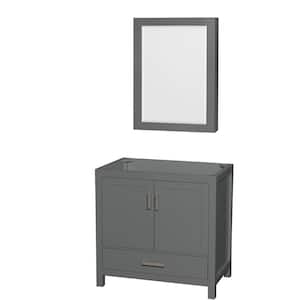 Sheffield 35 in. W x 21.5 in. D x 34.25 in. H Single Bath Vanity Cabinet without Top in Dark Gray with MC Mirror