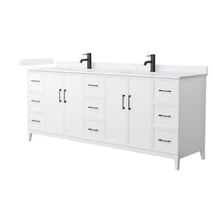 Elan 84 in. W x 22 in. D x 35 in. H Double Bath Vanity in White with White Cultured Marble Top