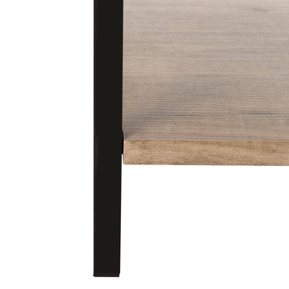 Transitional Oak & Black Iron 7-Tier Etagere - 79"