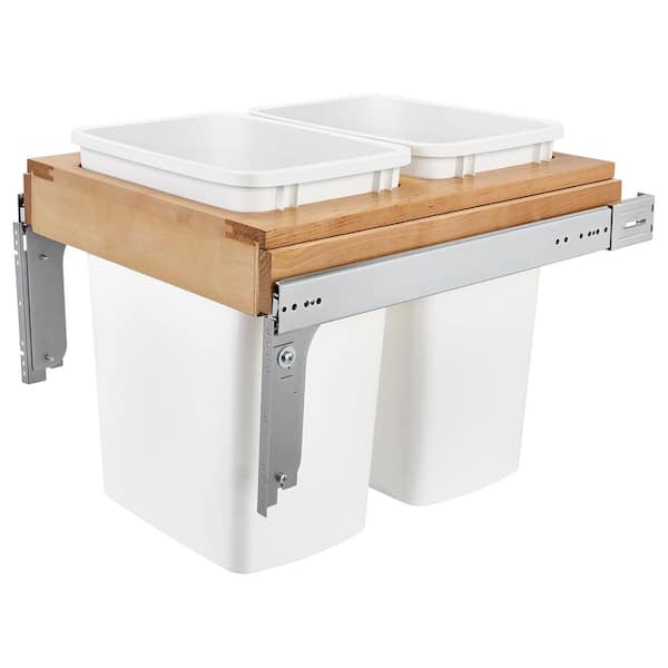 Rev-A-Shelf White 16.5 in. W Double 35 qt. Pull Out Top Mount Container