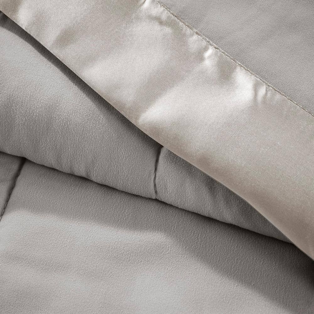 King Size Gray Down Alternative Blanket with Satin Trim