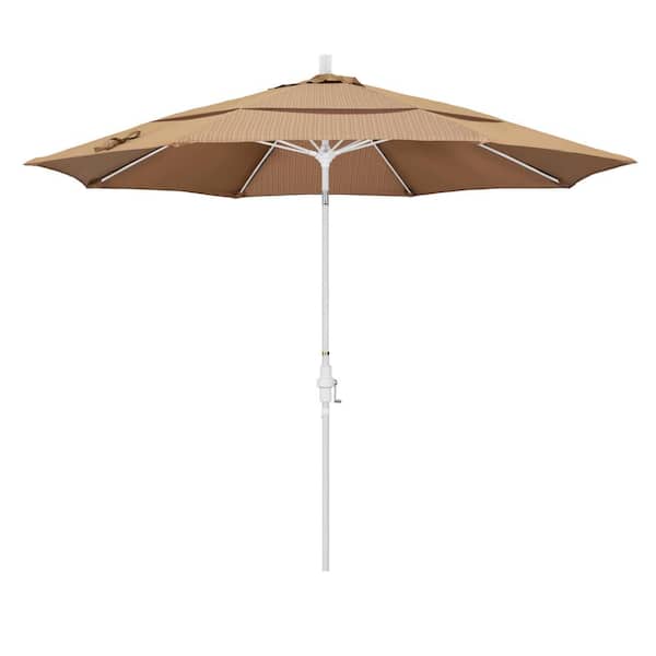 California Umbrella 11 ft. Fiberglass Collar Tilt Double Vented Patio Umbrella in Terrace Sequoia Olefin