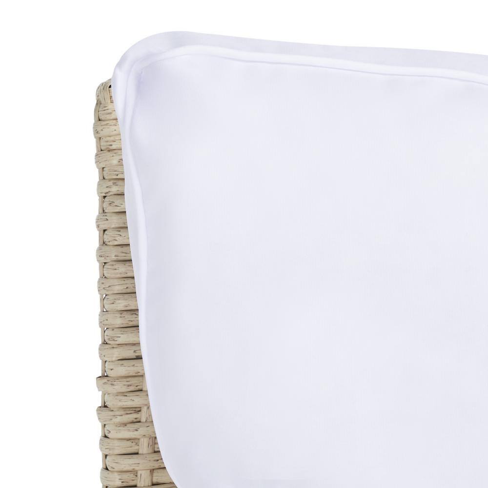 Beige and White Rattan Rocking Chair with Cushions