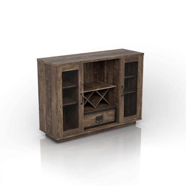 Furniture of America Vimer Reclaimed Oak Composite 47.32 in. Buffet with 1-Drawer and 7 Shelves