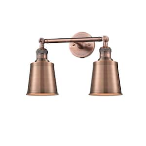 Addison 16 in. 2-Light Antique Copper Vanity-Light with Antique Copper Metal Shade