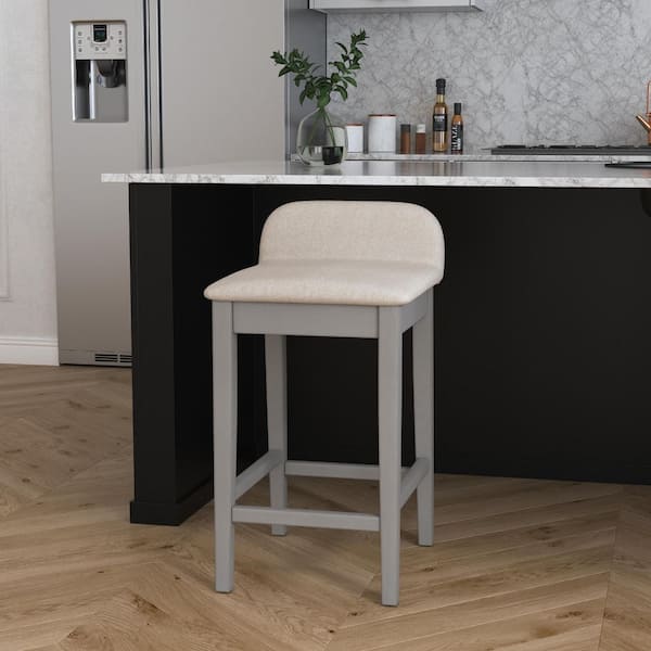 Hillsdale Furniture Maydena 26.25 in. Non-Swivel Distressed Gray Counter Stool