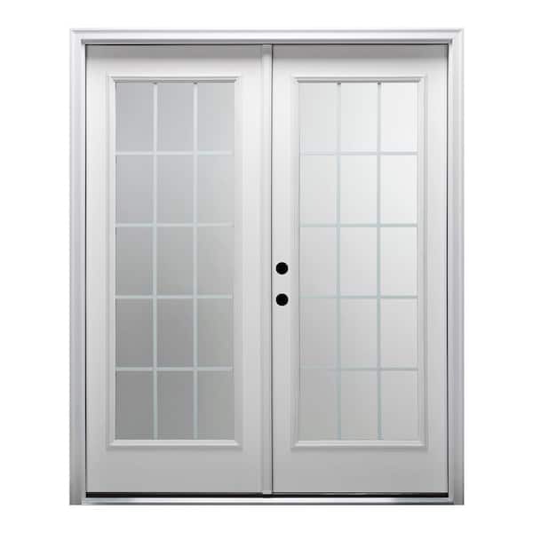 MMI DOOR 72 in. x 80 in. Internal Grilles Right-Hand Inswing Full Lite Clear Low-E Primed Fiberglass Smooth Prehung Front Door
