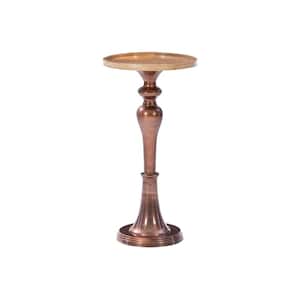 Vinson Copper Metal and Natural Wood 13" w Side Table