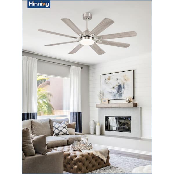 72 in. Indoor/Outdoor Nickel LED Ceiling Fan with Light Kit and Remote Control, Dual-Finish Blades, Dwonrod/Angled Mount
