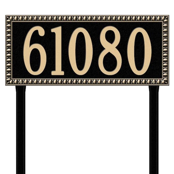 Whitehall Products Egg and Dart Rectangular Black/Gold Estate Lawn One Line Address Plaque