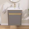 Zeafive 16 in. W x 17 in. D x 19 in. H Floating Wall Mounted Bath Vanity Bathroom Cabinet in Gray with White Ceramic Basin Top ZBE16GY-BC