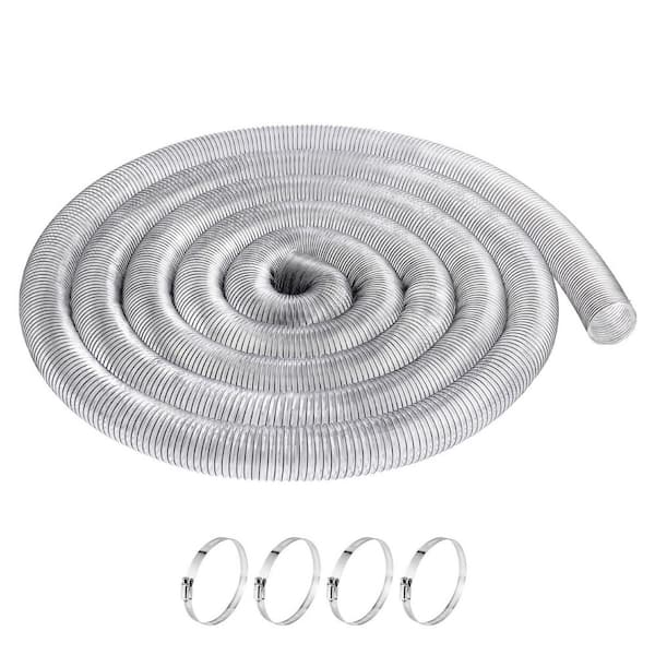 SKYSHALO Dust Collection Hose, 4 in. x 50 ft., Thickened PVC Material Puncture-Resistant Flexible Clear Hose, Stainless Clamps