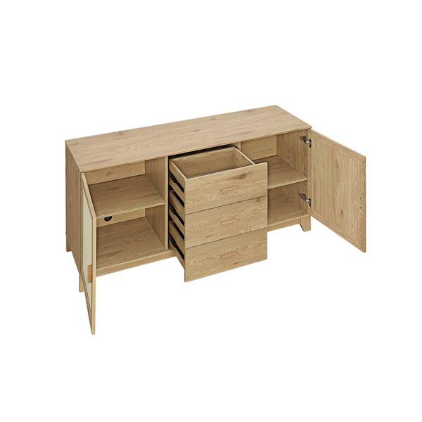 Manhattan Comfort Sheridan 59.05 Modern Cane Sideboard with Adjustable Shelves in Black Manhattan Comfort Sheridan 59.05 Modern Cane Sideboard with Adjustable Shelves in Black