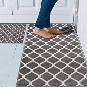 Sofihas Floor Mats, Gray, 24x59 plus 24x35, Polypropylene, Geometric,  2-Piece Set 59 in. x 35 in. and 35 in. x 24 in.