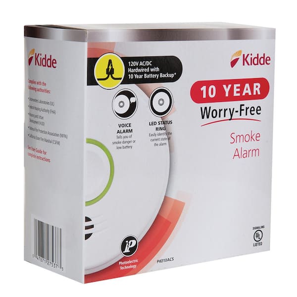 Kidde 10 Year Worry-Free Hardwired Smoke Detector with Voice Alarm 