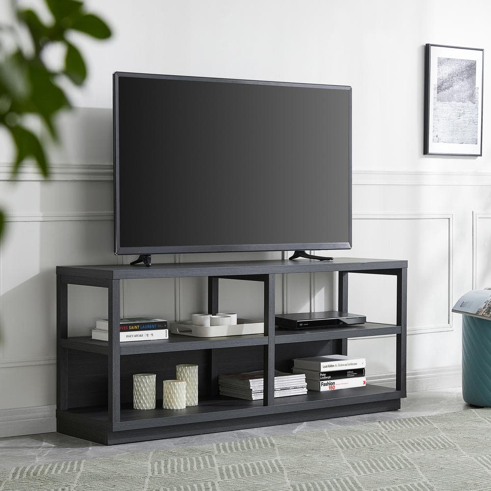Thalia Charcoal Gray Open Plan 55" MDF TV Stand