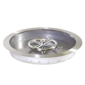 13 in. Round Stainless Steel Drop-In Fire Pit Pan w/6 in. Burner