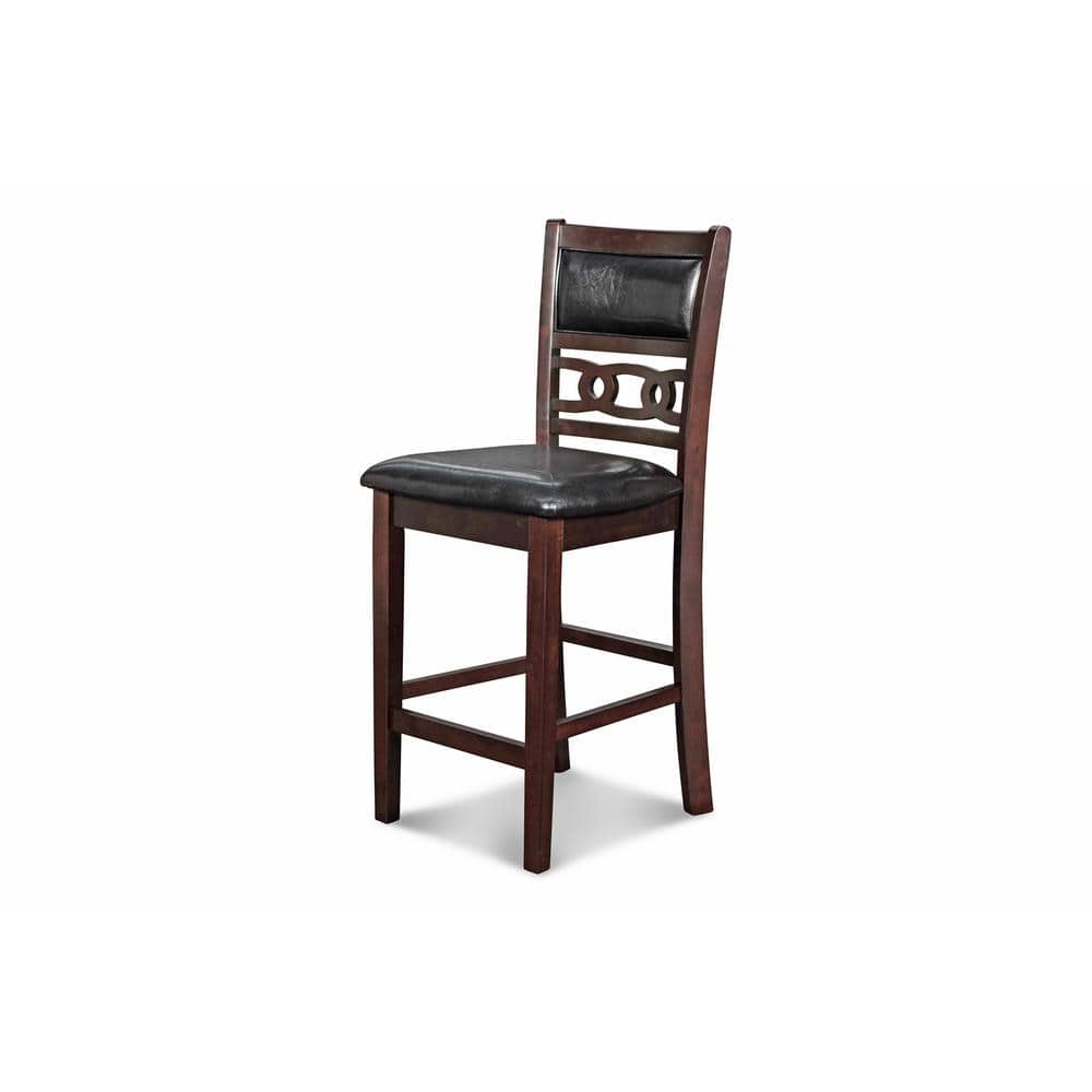Gia Ebony Black Solid Wood Counter Stools with Upholstered Cushions, Set of 2