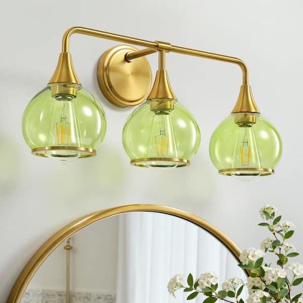 KAISITE 22 in. 3-Light Gold Vanity Light Bathroom Light Fixture