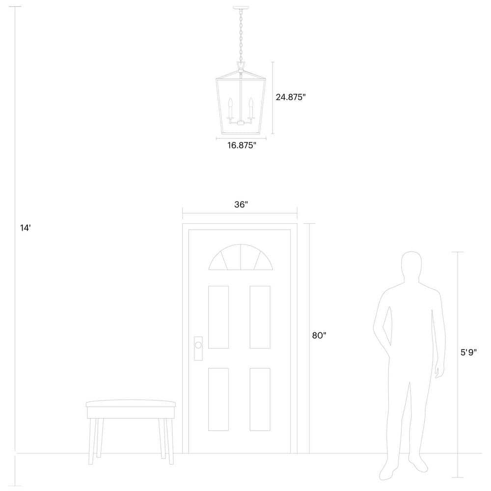 Dianna 4-Light Satin Bronze Indoor/Outdoor Medium Pendant