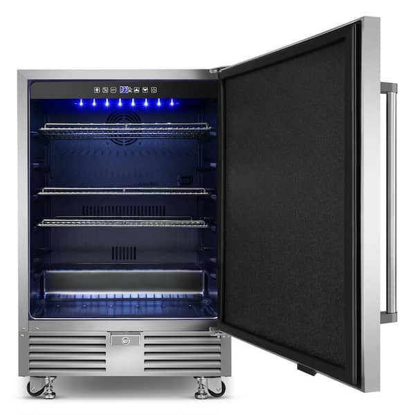 4.9cu. ft. 24 in. 190 Can Built-In/Freestanding Outdoor Cooler Fridge with Adjustable Feets In Stainless Steel