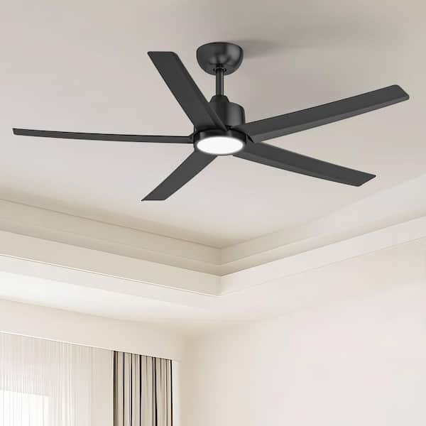 W5 52 in. LED Indoor Black Ceiling Fan with Light and Remote, Reversible DC Motor, 5-Blades and 3 CCT Light Kit