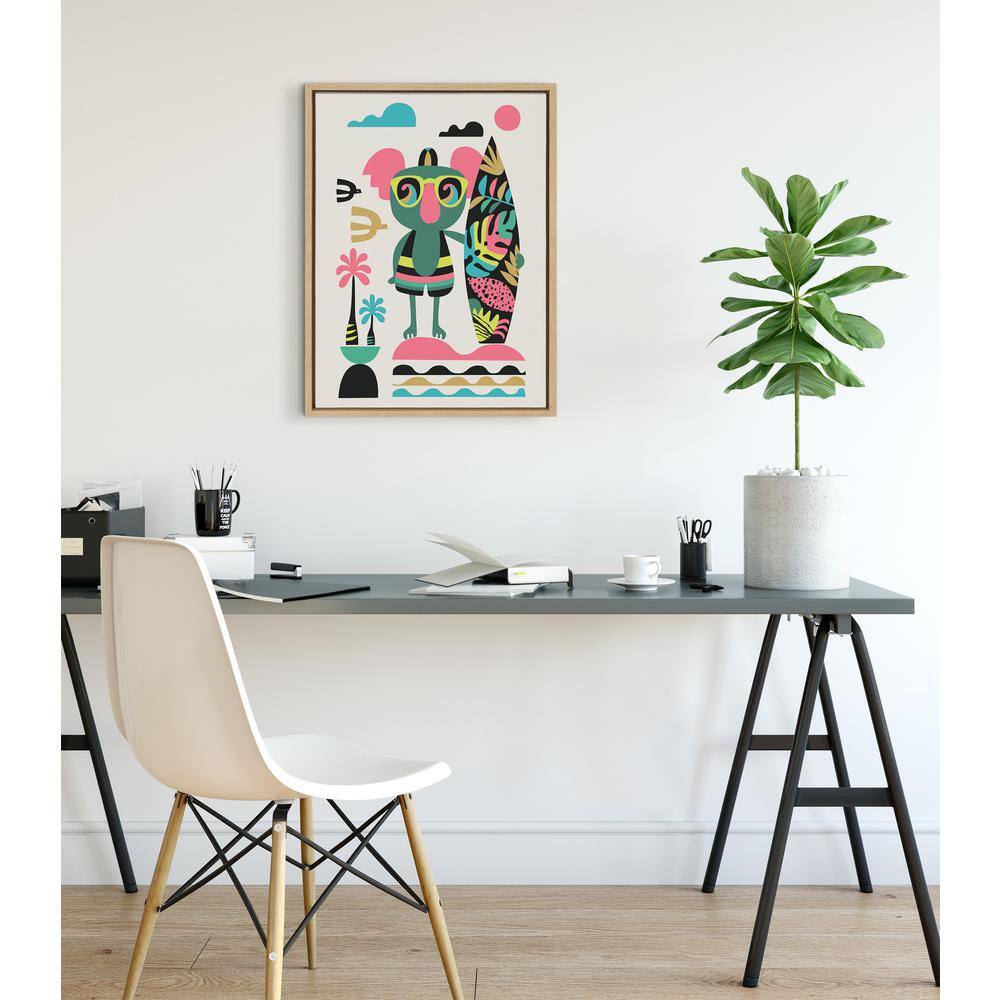 Mid Century Modern Neon Surf Koala Canvas Print, 24x18