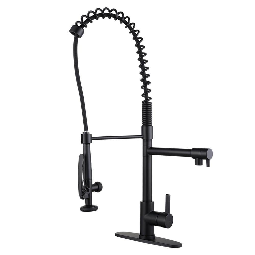 WOWOW SingleHandle Wall Mount Gooseneck Pull Out Sprayer Kitchen