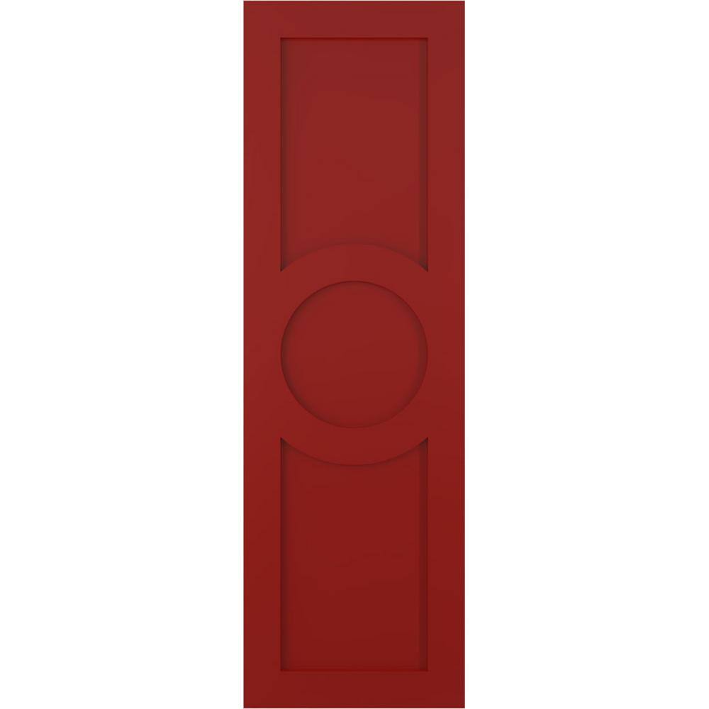 12 in. x 78 in. True Fit PVC Center Circle Arts & Crafts Fixed Mount Flat Panel Shutters Pair in Fire Red price history on PriceWatchPro