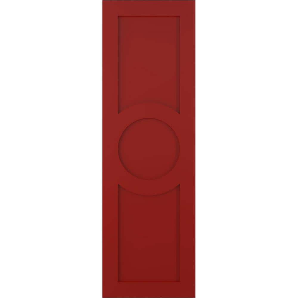 True Fit 18 in. x 71 in. PVC Center Circle Arts and Crafts Fixed Mount Flat Panel Shutters, Fire Red (Per Pair) price history on PriceWatchPro