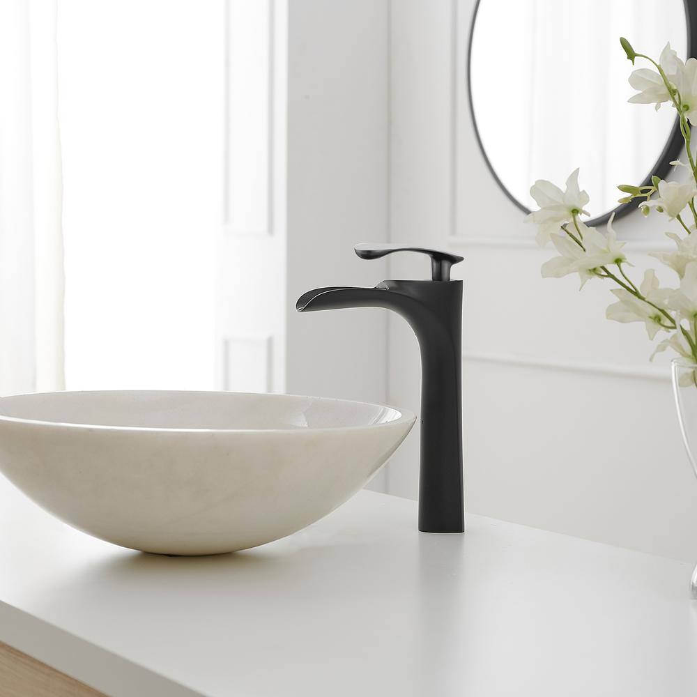 Matte Black Single Handle Vessel Sink Faucet with Drain