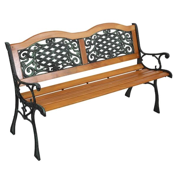 49 in. Wood Outdoor Bench Patio Park Chair in Brown for Garden