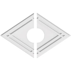 28 in. W x 18-5/8 in. H x 6 in. ID x 1 in. P Diamond Architectural Grade PVC Contemporary Ceiling Medallion (2-Piece)