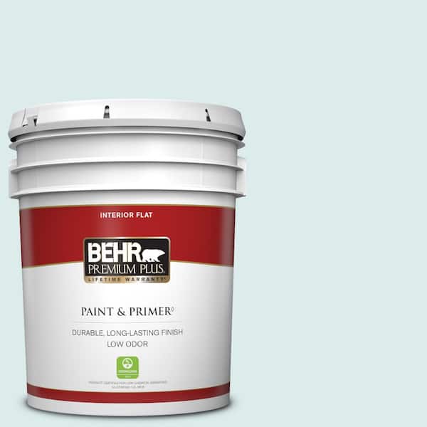 BEHR PREMIUM PLUS 5 gal. #510E-1 Ice Folly Flat Low Odor Interior Paint & Primer