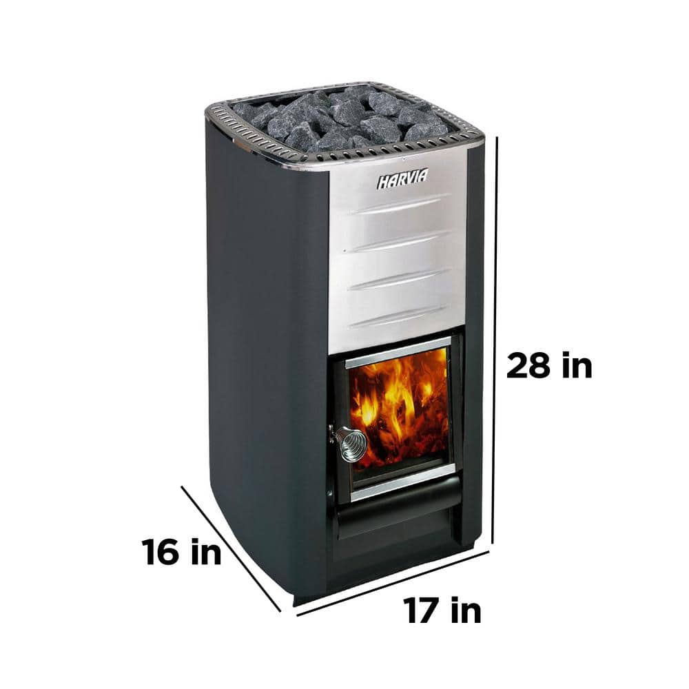Harvia Stainless Steel Wood Burning Sauna Heater with Chimney Kit
