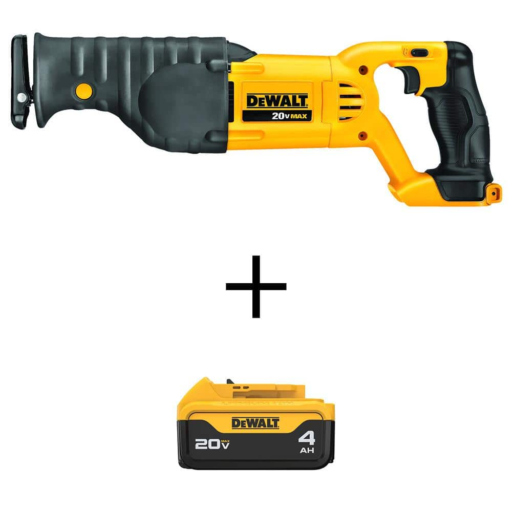 DEWALT 20V MAX Cordless Reciprocating Saw and (1) 20V MAX Premium Lithium-Ion 4.0Ah Battery