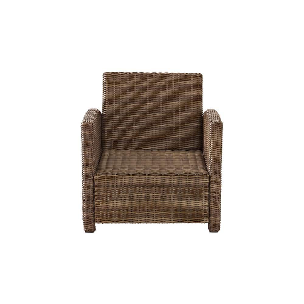 Bradenton Weathered Brown Wicker Armchair with Navy Cushions