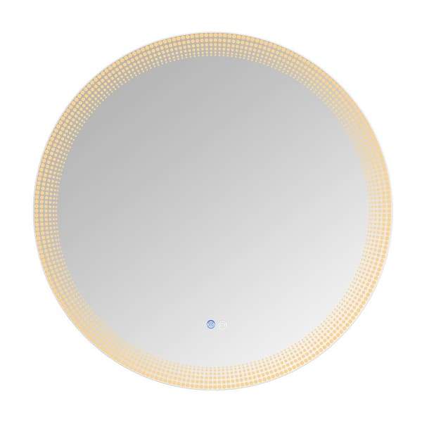 Unbranded 30 in. W x 30 in. H Round Frameless Anti-Fog Wall LED Bathroom Vanity Mirror Wall-Mounted Vanity Mirrors, Dimmable