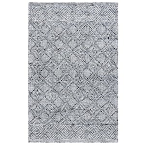 Ebony Silver/Black Doormat 3 ft. x 5 ft. Floral Area Rug