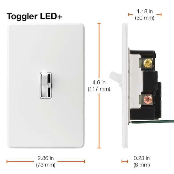 Lutron TGCL-153PH-IV Toggler CFL/LED Single-Pole/3-Way Toggler Dimmer Ivory 