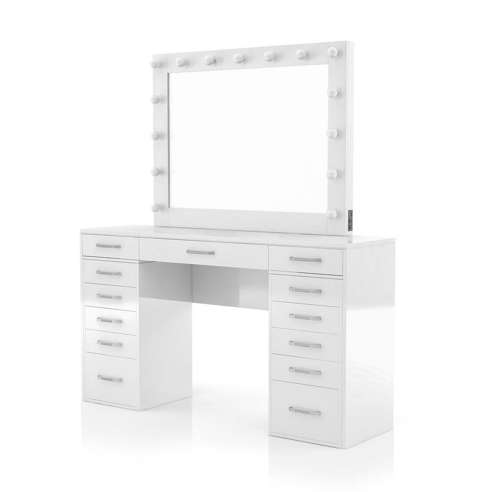 Furniture of America Crossroads White Vanity Table with 1 Mirror and 2 (72 in. H x 64 in