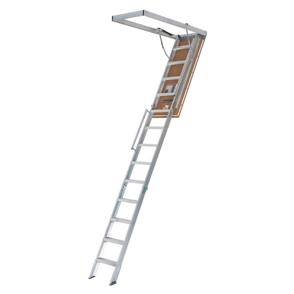 10 ft. to 12 ft. 22.5 x 63 Fire Rated Door Energy Efficient Aluminum Attic Ladder, Type IAA, 375 lbs. Capacity