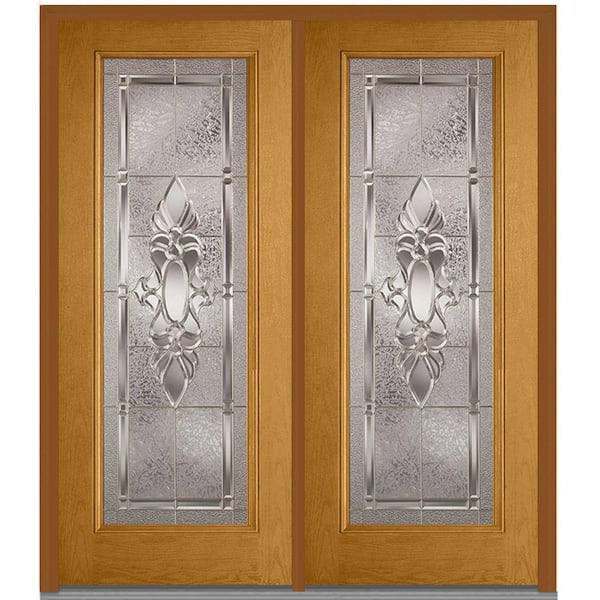 MMI Door 72 in. x 80 in. Heirloom Master Right-Hand Inswing Full Lite Decorative Stained Fiberglass Oak Prehung Front Door